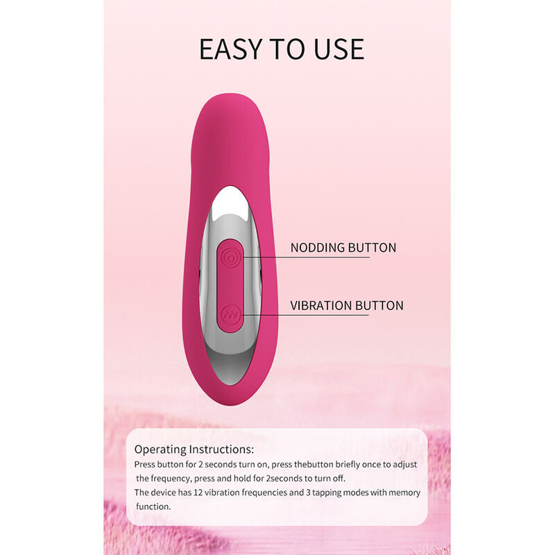 PRETTY LOVE - DUDEN VIBRADOR DE SILICONA RECARGABLE 12 MODOS DE VIBRACIÓN Y 3 MODOS DE BALANCEO ROSA