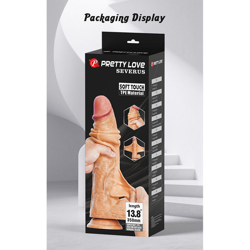 PRETTY LOVE - SEVERUS DILDO REALISTA TACTO SUAVE CON PIEL DESLIZANTE 35 CM NATURAL