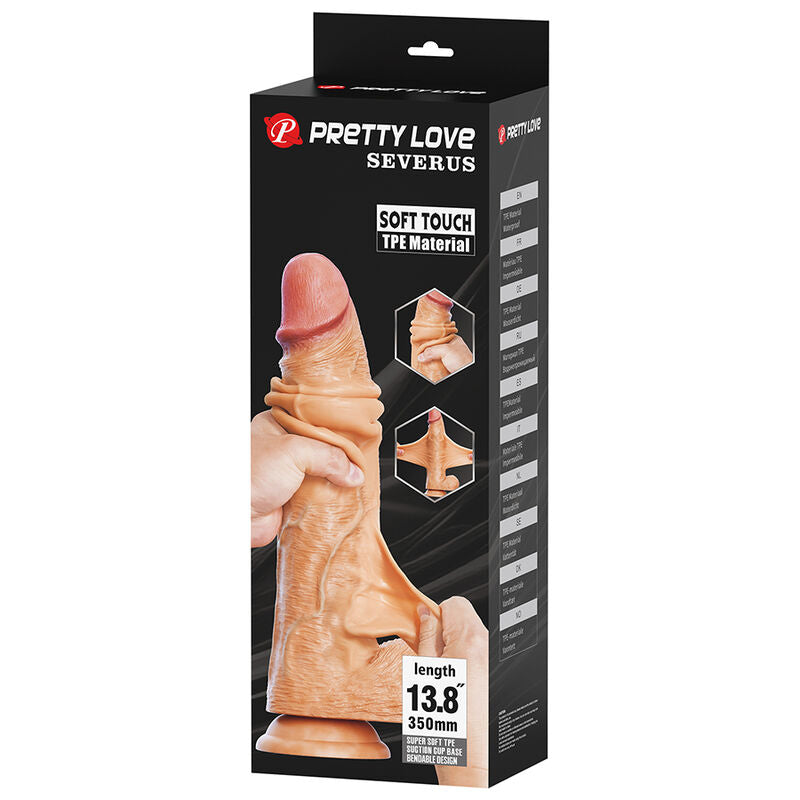 PRETTY LOVE - SEVERUS DILDO REALISTA TACTO SUAVE CON PIEL DESLIZANTE 35 CM NATURAL