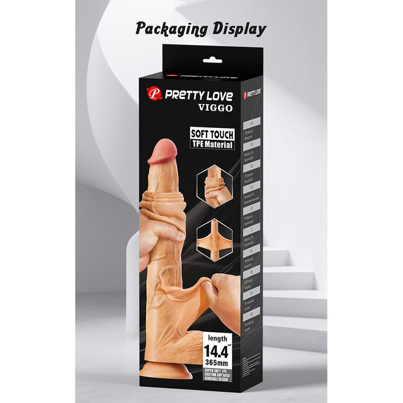 PRETTY LOVE - VIGGO DILDO REALISTA TACTO SUAVE CON PIEL DESLIZANTE 36,5 CM NATURAL