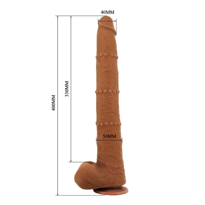 PRETTY LOVE - BRAM DILDO REALISTA TACTO SUAVE CON PIEL DESLIZANTE 40 CM MARRÓN