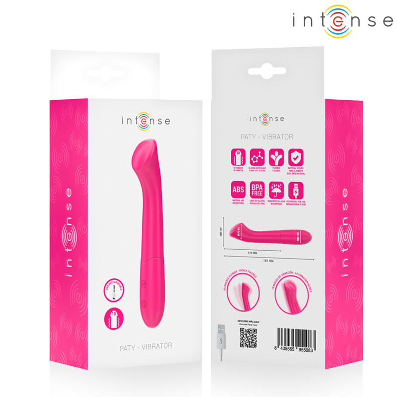 INTENSE - PATY VIBRADOR 19 CM FLEXIBLE 10 VIBRACIONES MODELO 2 ROSA