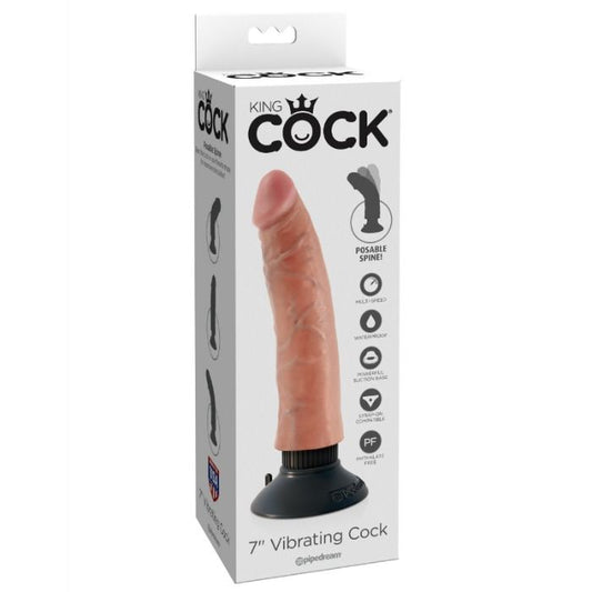 KING COCK - DILDO VIBRADOR 17.78 CM NATURAL