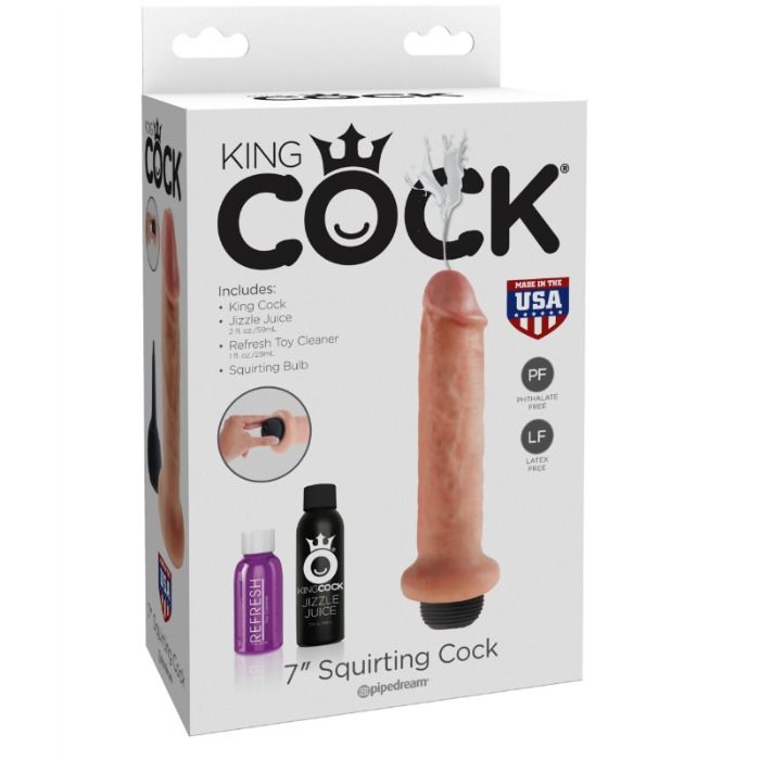 KING COCK - DILDO SQUIRTING 17.8 CM NATURAL