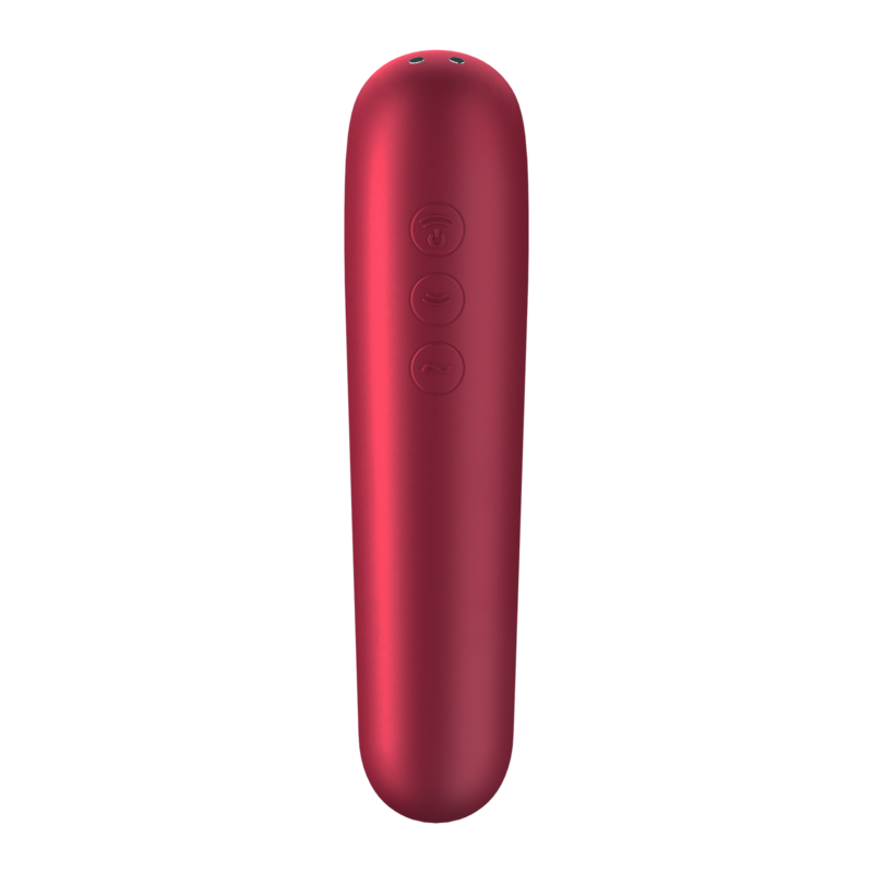 SATISFYER - DUAL LOVE VIBRADOR Y SUCCIONADOR CON AIRE PULSADO ROJO